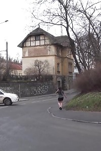 Fascinating Blonde Jerking Off While Dressing A Pantyhose