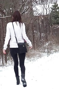 Delightful Ginger With Beautiful Bubble Butt And Nylon Clothed Thighs Gets Dong Plunging In Her Rear