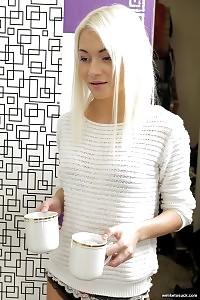 Autumn Does A Tender Striptease On The Floor Wearing Red Satin Dress